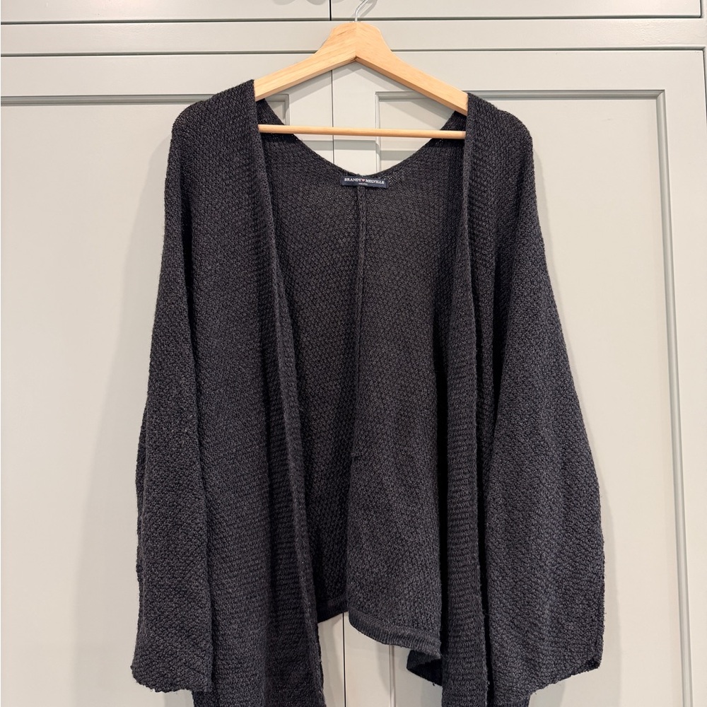 Brandy Melville Charcoal Open-Front Cardigan
